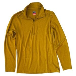 Icebreaker Merino 260 Tech Long Sleeve Quarter Zip in Mustard Size Large